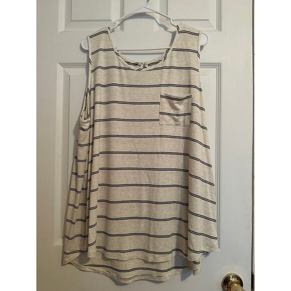 Market & Spruce Off White/Navy Stiped Tank 3X NWOT Stitch Fix Merrit One Pocket - Picture 1 of 5